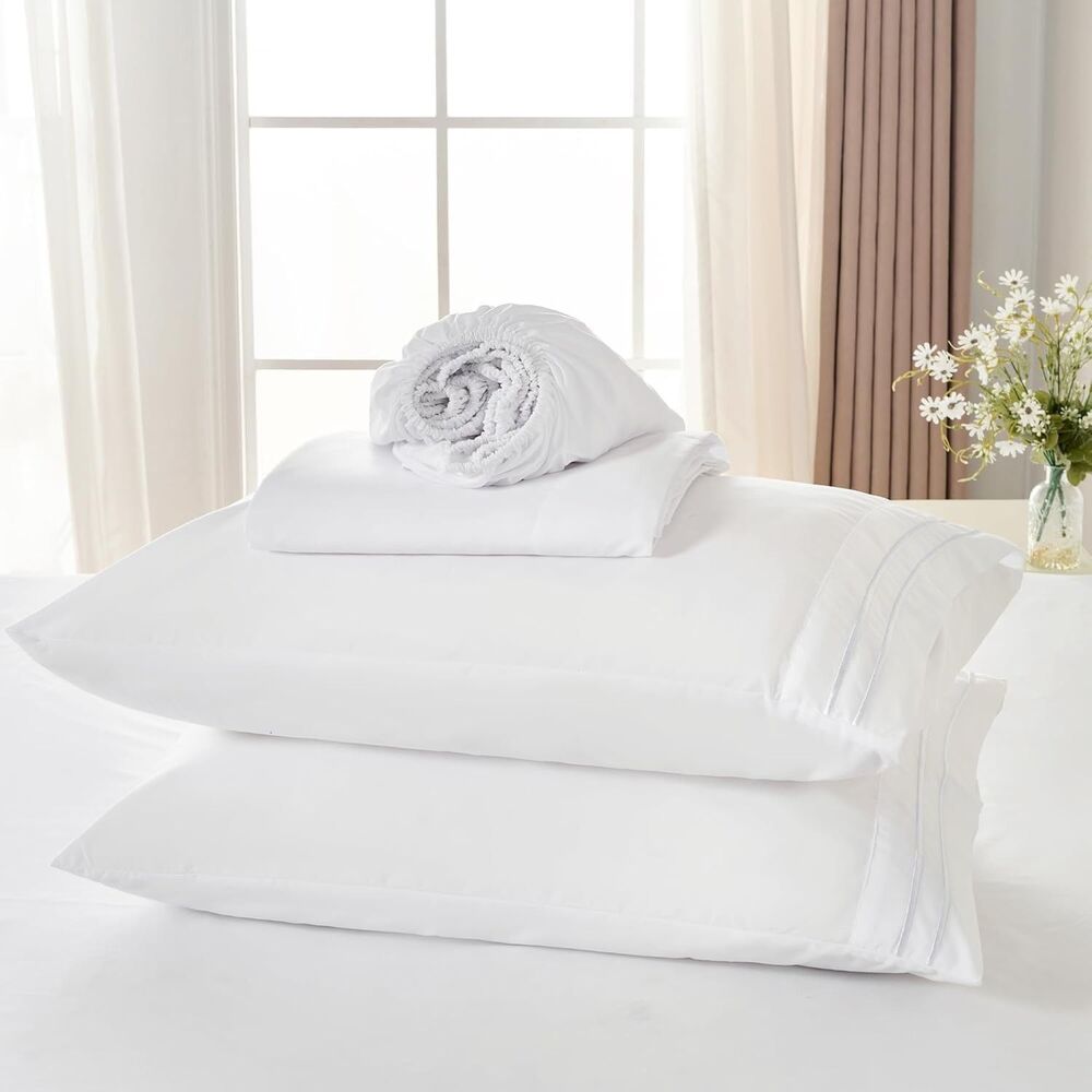 NEW White Queen Sheet Set, 4 Pieces Soft Bedding Queen Sheet Set, Breathable